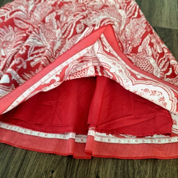 💙 Talbots Artsy 100% Cotton Flowy Midi Skirt Size 8 Preppy Feminine Old Money - Picture 6 of 8